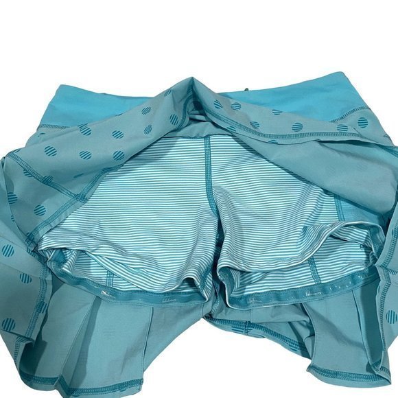 Lululemon Athletica Pace Setter Skirt Stripe Dot Printed Angel Blue Size 6 Tall - Picture 7 of 9